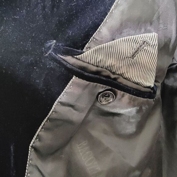 Bagozza Midnight Blue Velour Mens Blazer US Size 44 EU Size 54 - Picture 12 of 14